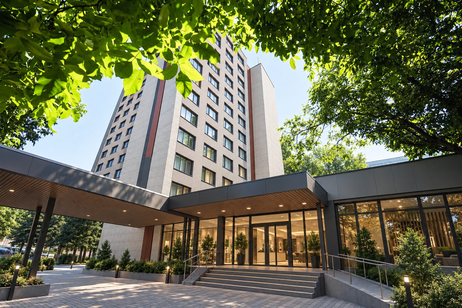 Architectural concept of the renovated tower and forecourt